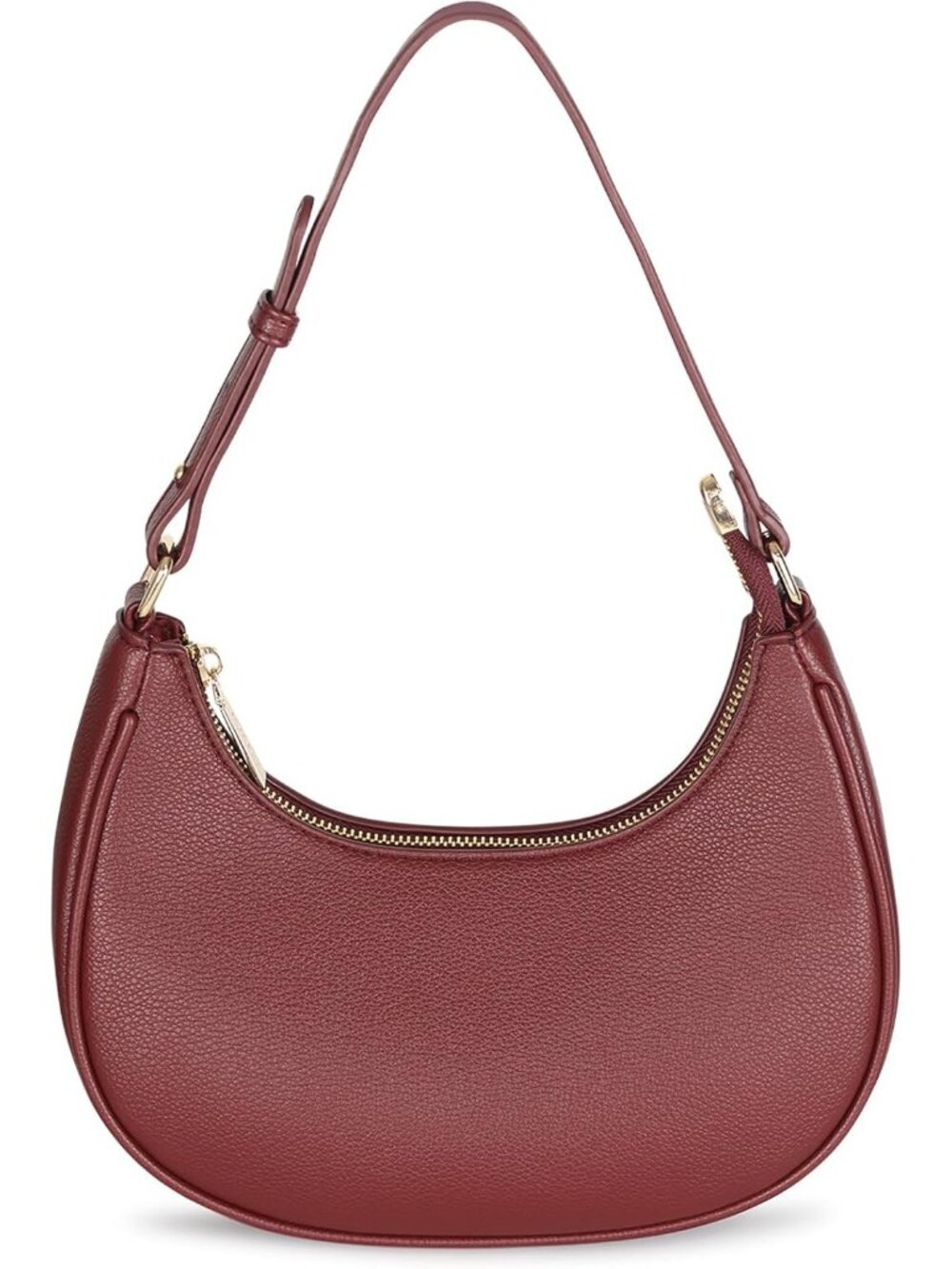 Women's Burgundy Leather Retro Classic Clutch Shoulder Tote HandBag with Zipper
